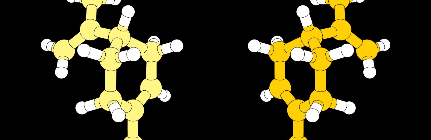 illustration of the molecular structures of two mirror versions of limonene
