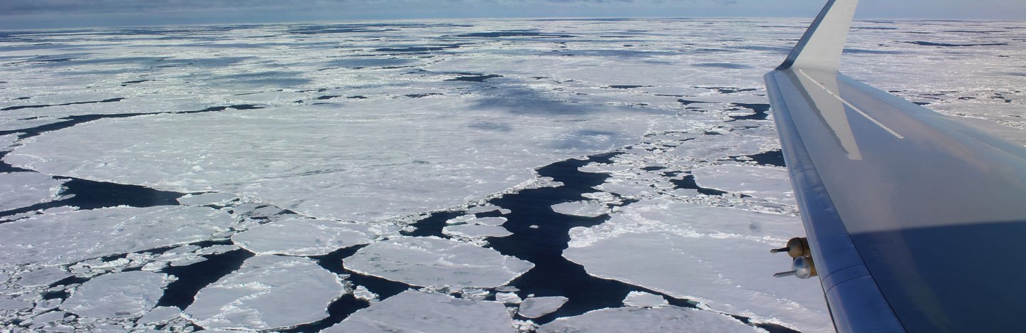 image of sea ice in the Southern Ocean taken from the window of an airplane