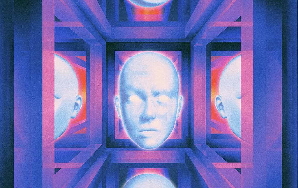 Illustration of face in boxes