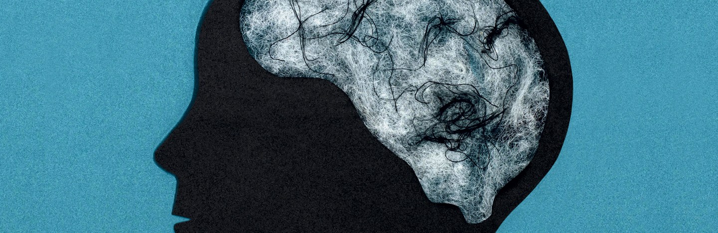 illustration of a brain inside a head silhouette