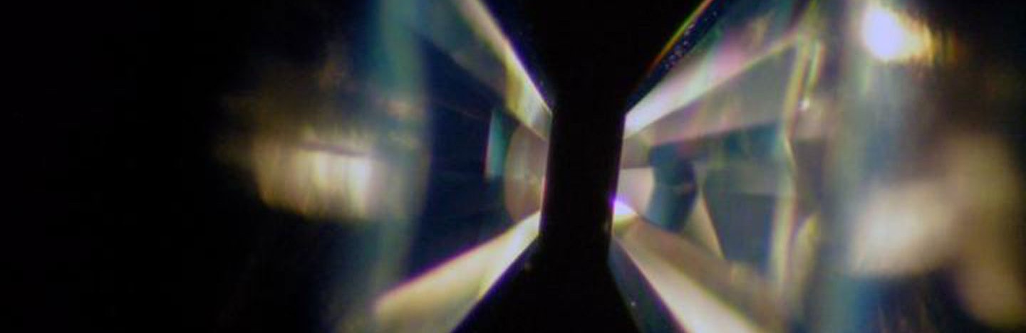 An up close image of two diamond anvils.