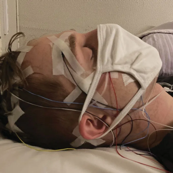 A photo of Christopher Mazurek during a lucid dream study