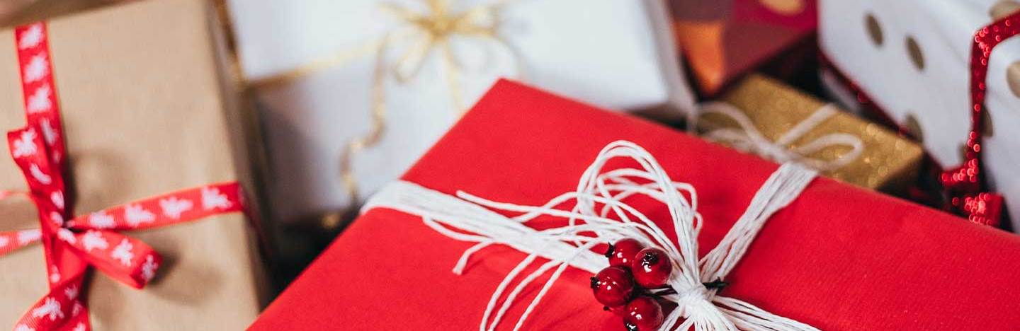 gifts wrapped in holiday paper