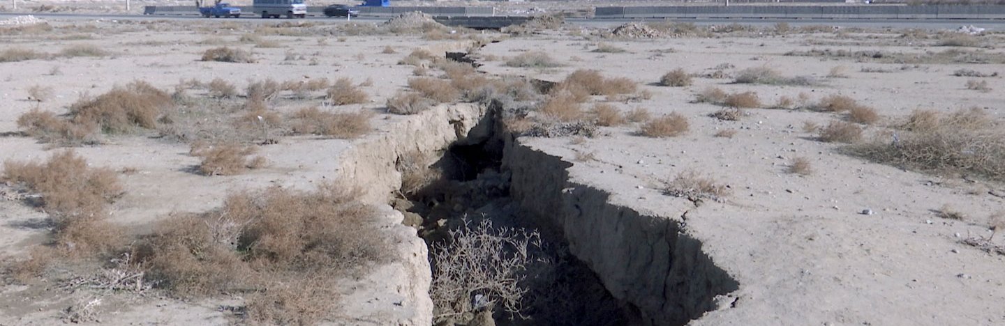 Picture of land slumping near Tehran, Iran.