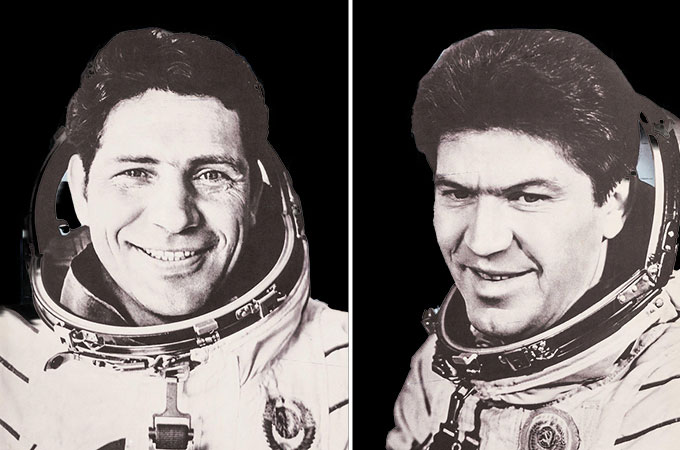 Portraits of cosmonauts Vladimire Lyakhov and Valery Ryumin