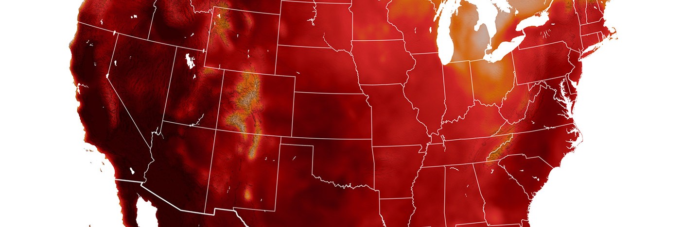 A map of the United States is colored in different shades of red, denoting how hot the temperatures were on June 10, 2024.