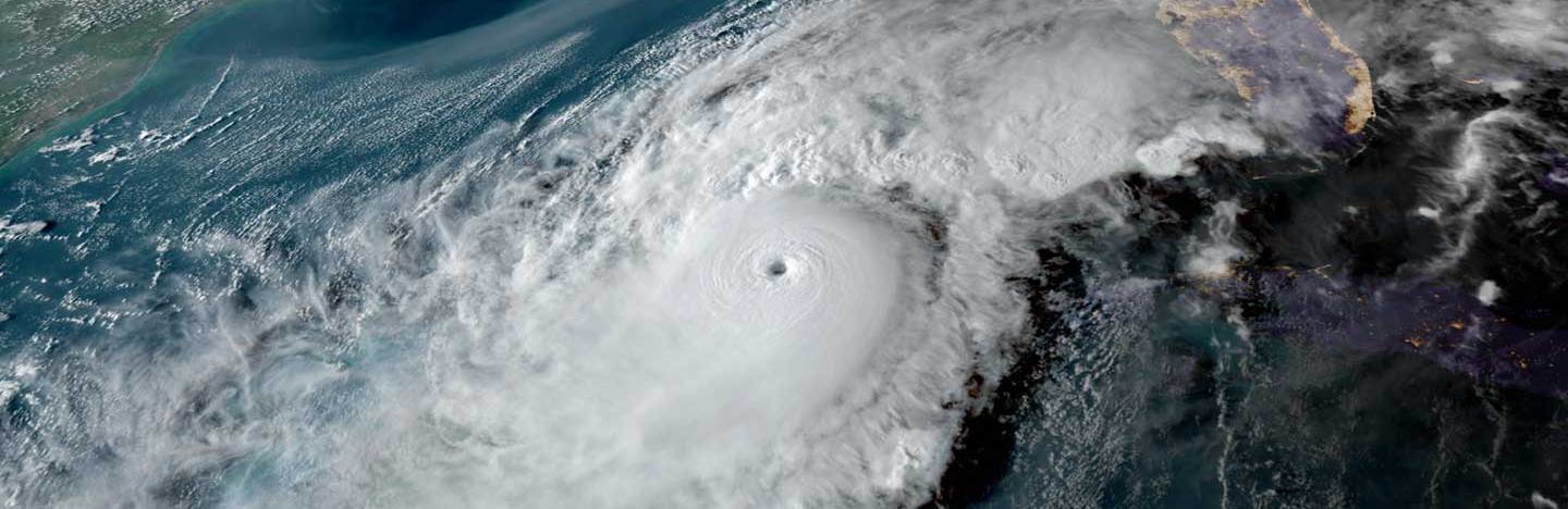 an aerial view of a hurricane