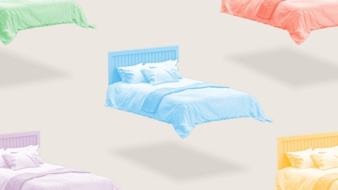 An illustration of beds floating above the ground.