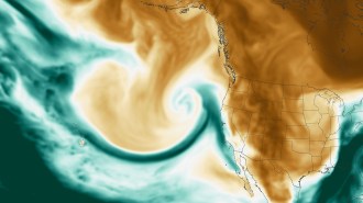 illustrated map of atmospheric river over California in 2023
