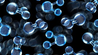 Water molecules against a black background.