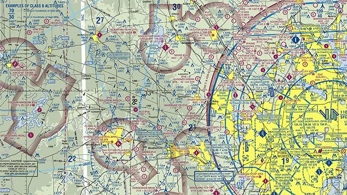 Airspace map covered in symbols.