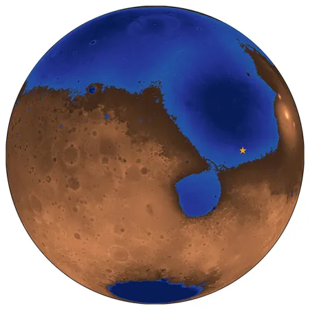 illustration of what Mars looked like 3.5 billion years ago