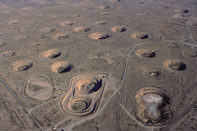 An aerial view of craters at the Nevada National Security Sites.
