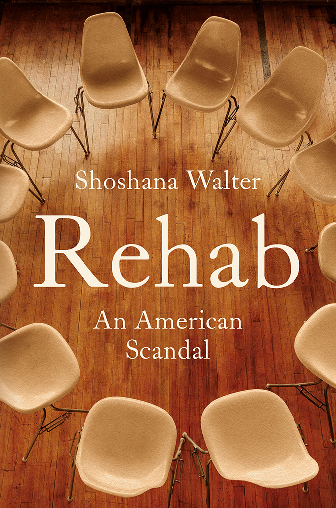 The book cover of Rehab, showing a circle of chairs.