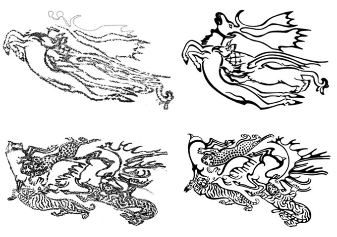 Scans and artist's renditions of the mummy's tattoos