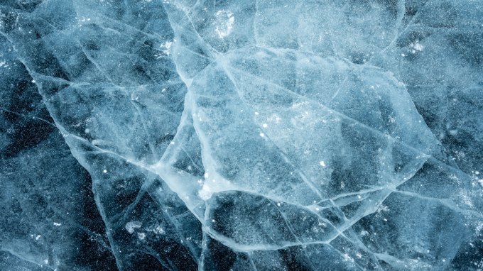 Image of close up of bubbles in a frozen lake