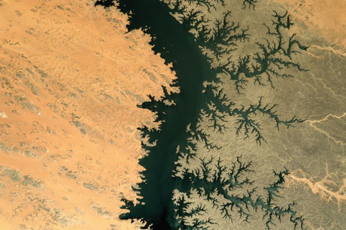 An aerial view of a river.