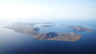 Greece's volcanic Santorini island, shown here, competes for magma with nearby Kolumbo volcano.