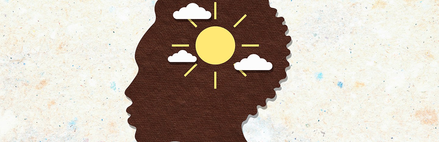 An illustration of a person having positive thoughts tied to the placebo effect of vaccines in new research