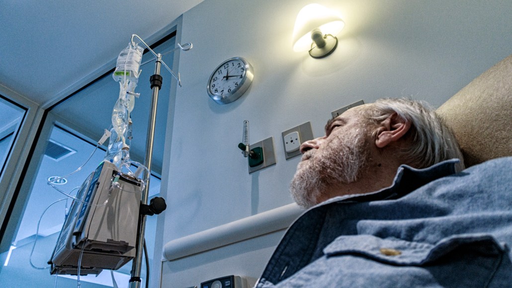 A man receives treatment for cancer.