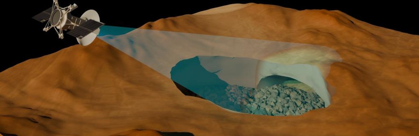 Illustration of the surface of Venus and the lava tube