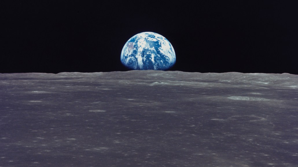 Earth as seen from the surface of the moon.