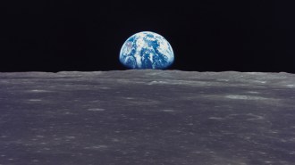 Earth as seen from the surface of the moon.