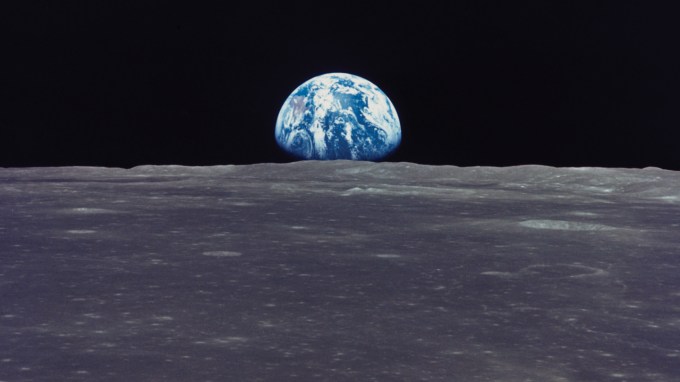 Earth as seen from the surface of the moon.