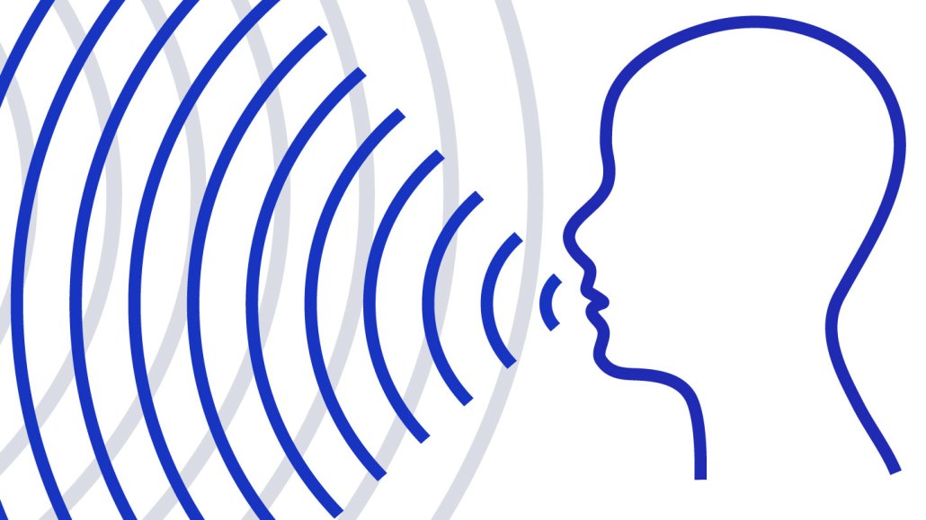 An illustration of echolocation where a person sends our a click and listen for the returned echo.