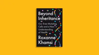 The cover of the book Beyond Inheritance by Roxanne Khamsi against a gold background.