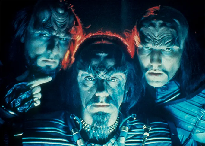 A photograph of 3 Klingon from Star Trek