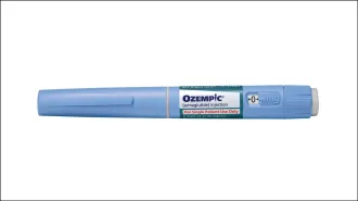 Picture of a blue injector pen for Ozempic (semaglutide).