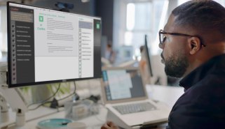 A person looks at an AI chatbot