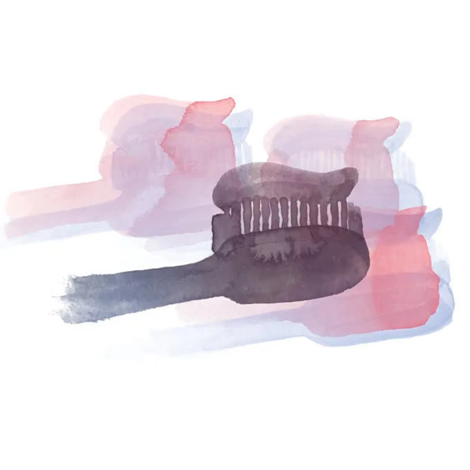 An illustration of a tooth brush in water colors.