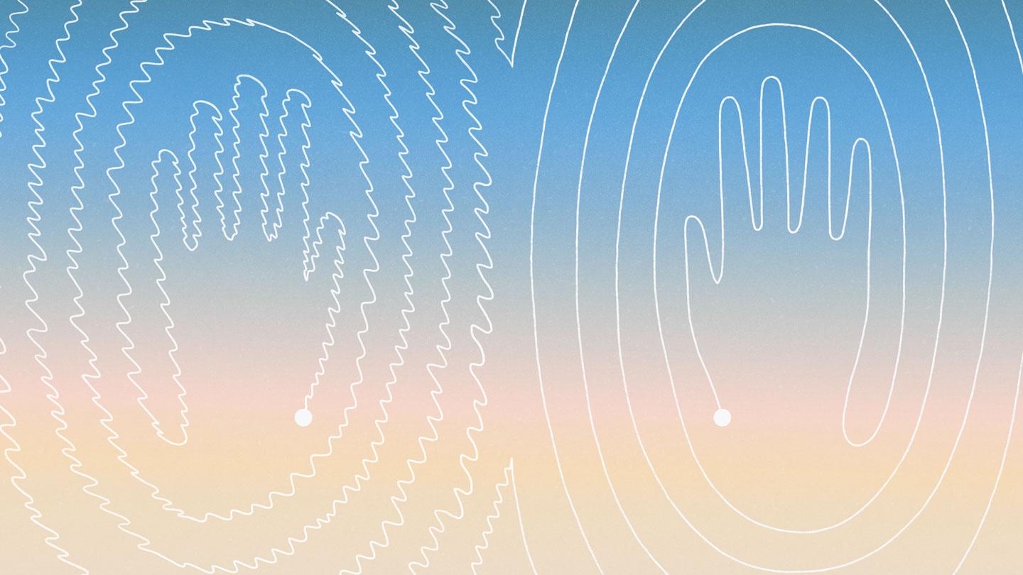 An illustration of the outline of a hand made with shaky lines contrasting one made of smooth lines.