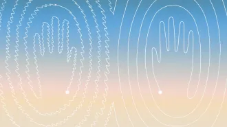 An illustration of the outline of a hand made with shaky lines contrasting one made of smooth lines.