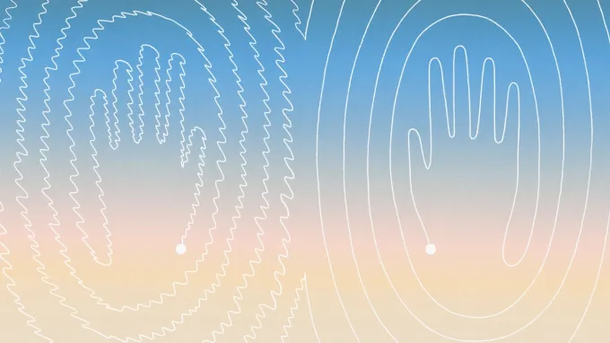 An illustration of the outline of a hand made with shaky lines contrasting one made of smooth lines.