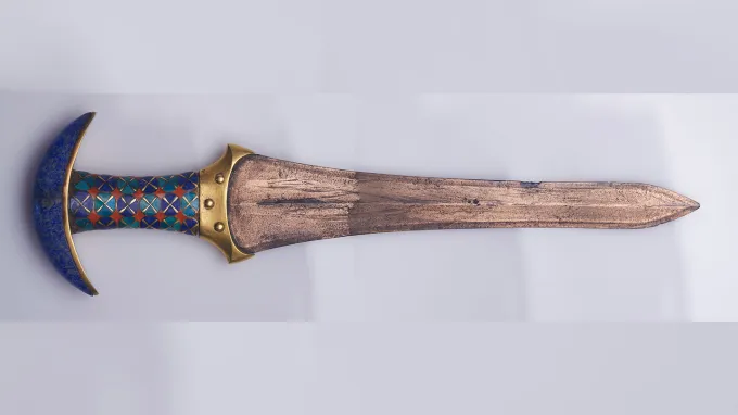 An dagger, found buried with an ancient Egyptian princess, has a elaborately decorated handle.