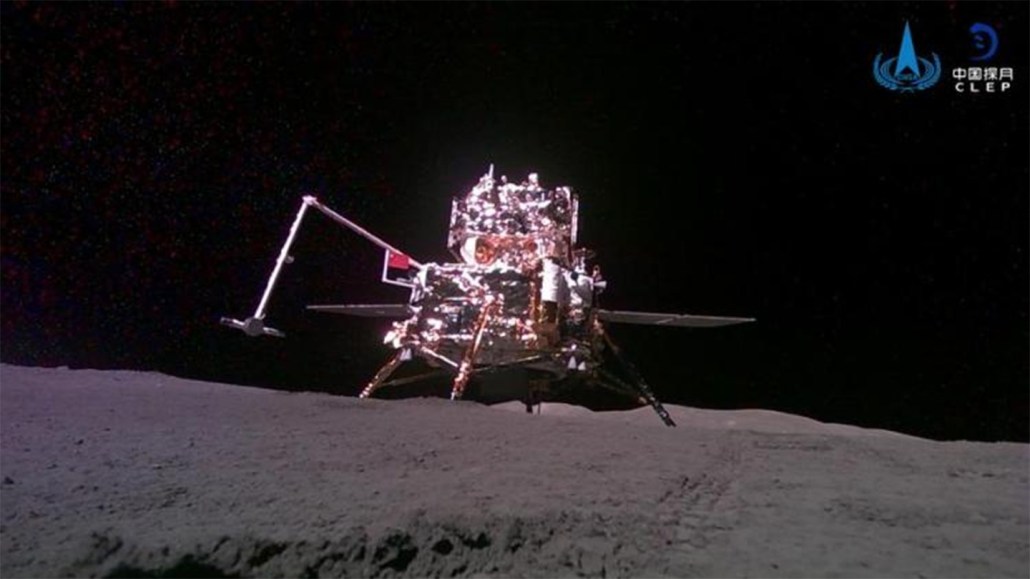 China's Chang'e-6 spacecraft sitting on the moon.