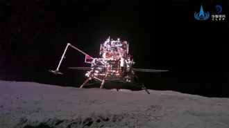 China's Chang'e-6 spacecraft sitting on the moon.