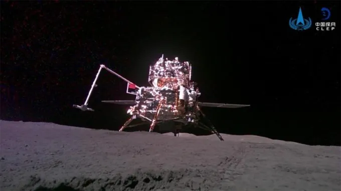 China's Chang'e-6 spacecraft sitting on the moon.