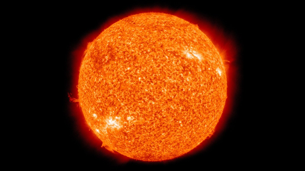 A detailed image of the sun showing surface features